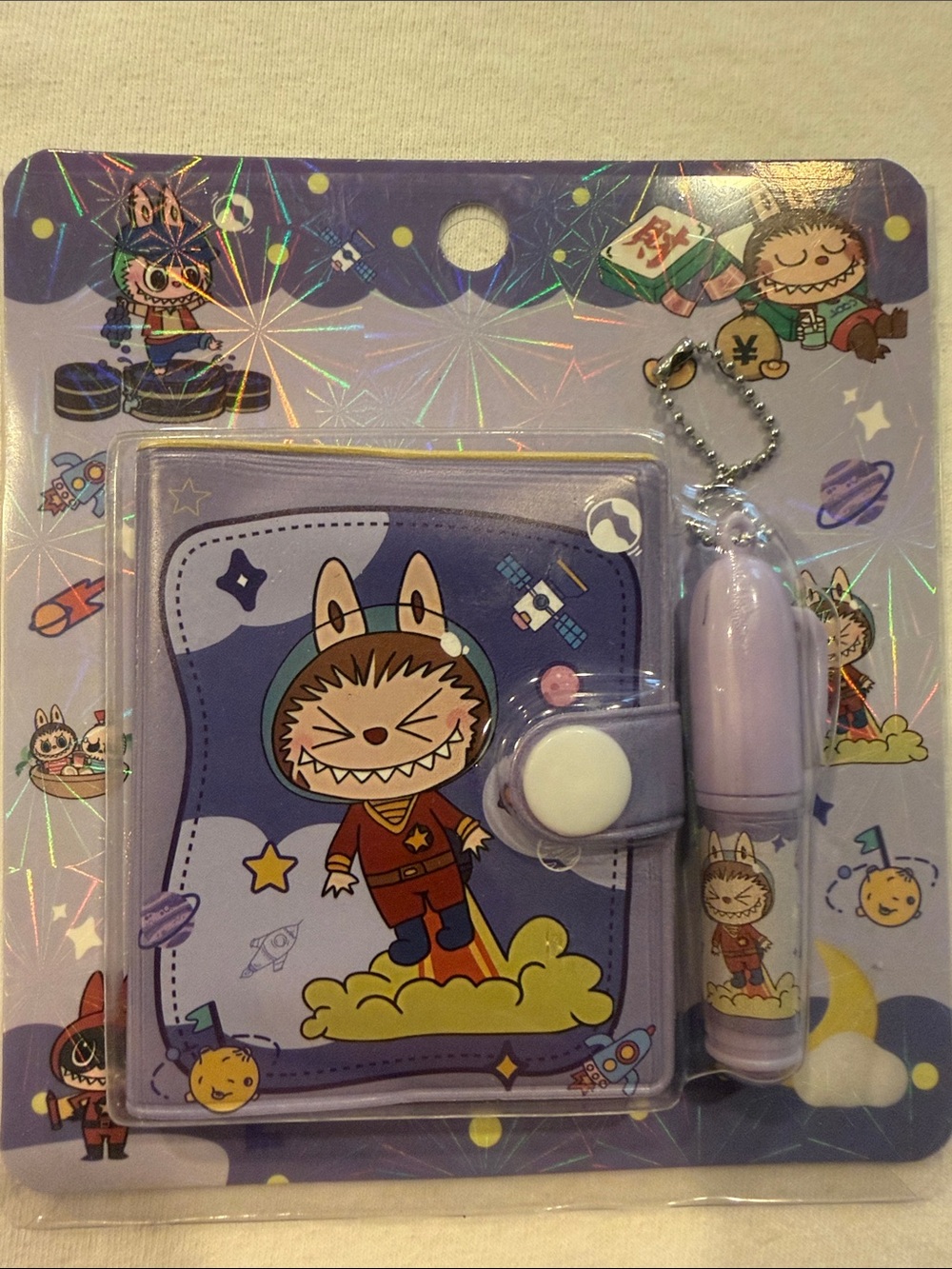 Labubu Purple Mini Paper Notebook Mini Pen Set New